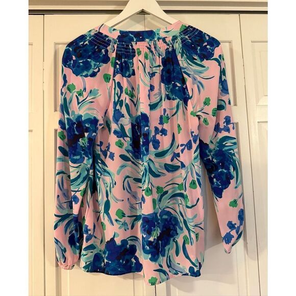 Lilly Pulitzer Elsa 100% silk popover top in sweet pea size small - Picture 6 of 10